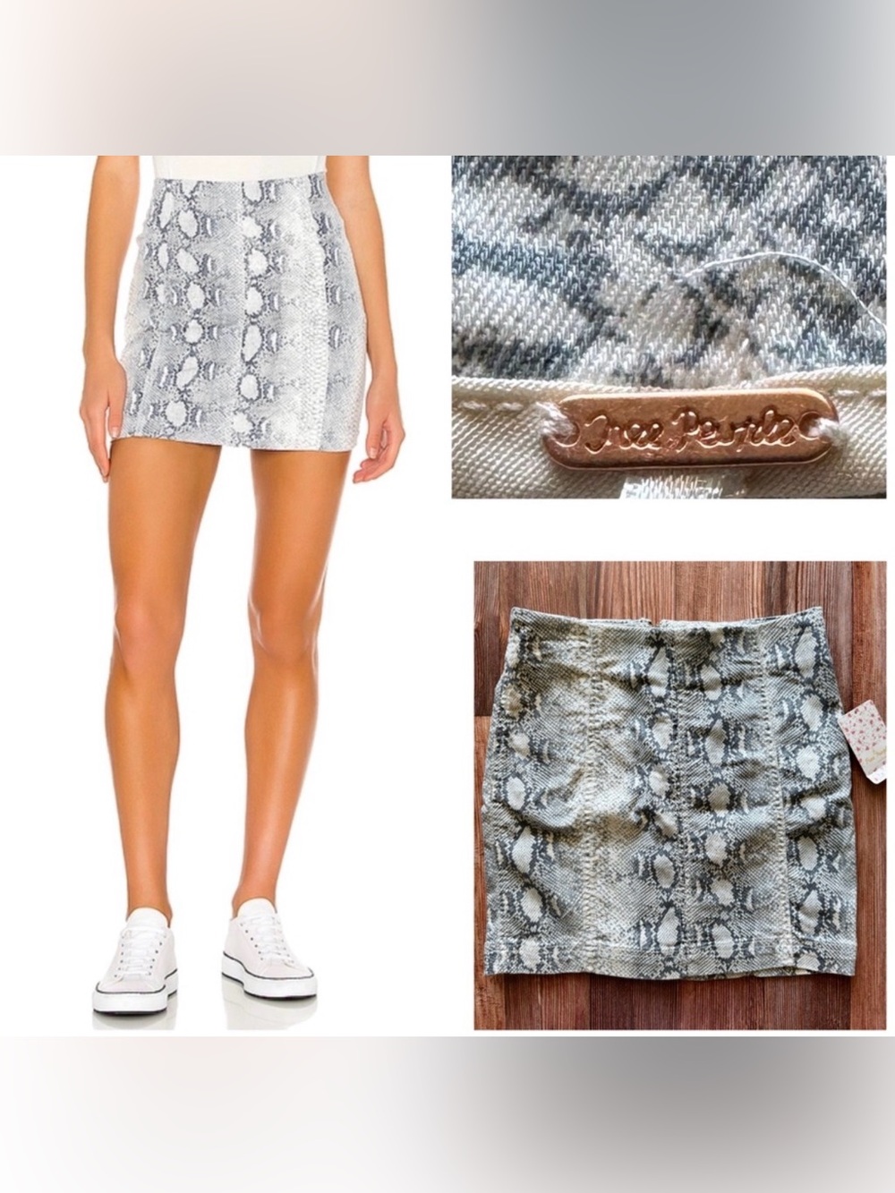 NEW- Free People Modern Femme Snake Print Novelty Skirt